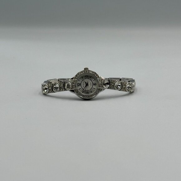 3/$30 Studio Time Watch Women Silver Tone Rhinestone Accent Bracelet  7" - Picture 9 of 15